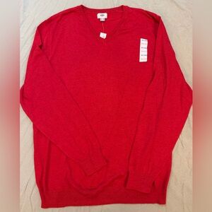 Old Navy Men's V-Neck Sweater in Vibrant Red